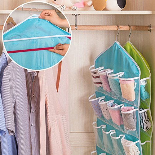 16 Pocket Closet Over Door Wall Hanging Storage Organizer Bag (Random Color)