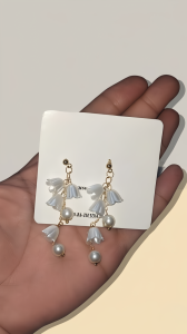 Pearl Korean Flower Earrings for Women – Elegant White Floral Design with Classic Pearl Detailing | Stylish Fashion Jewelry for Parties, Weddings, and Daily Wear | AWJ-998