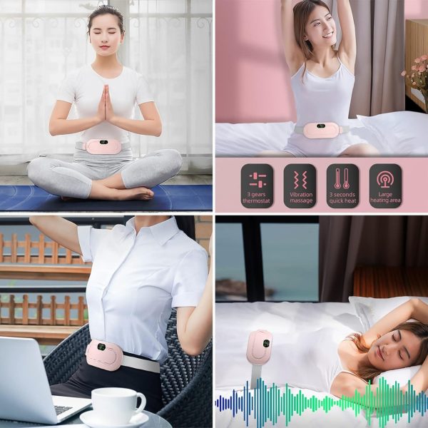 Heating Pad women Period Pain Cramp Relief Belt -Portable Menstrual Heating Pad, Heated Belly Belt for Menstrual Cramp Relief with 3 Heat Levels and 4 Modes, Electric Belt Massage for Women and Girls - Electric Massager Machine for Women