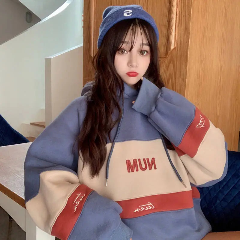 Lazy top student hooded autumn and winter coat