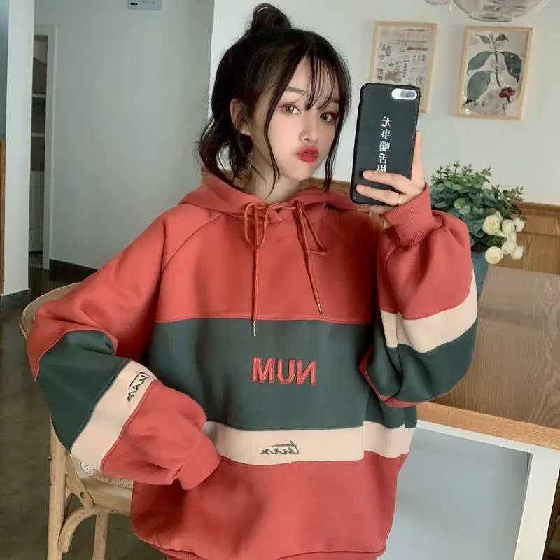 Lazy top student hooded autumn and winter coat