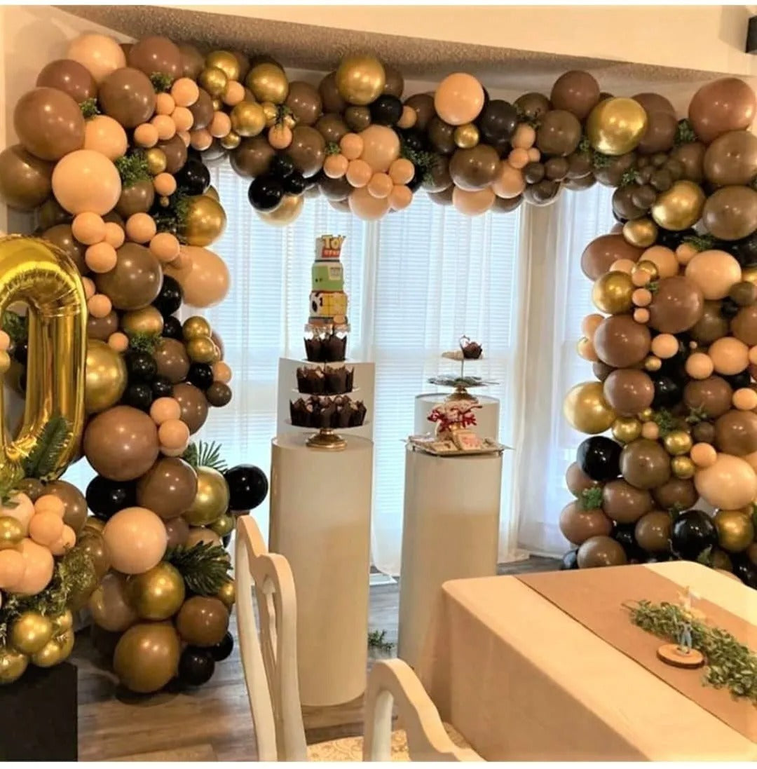Balloon Garland Kit Coffee Brown for Garland Theme Party Birthday Baby Shower Wedding Decorations (155 pcs of different balloons in 1 packet)