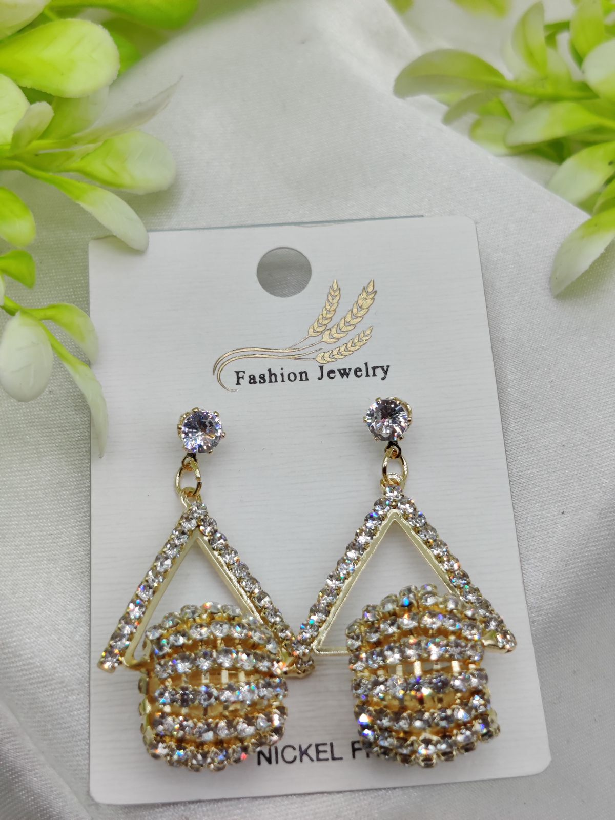 Imported Glamorous Triangle Drop Earrings with Rhinestone Accents | Girls Earrings | Women Earrings | Jewellery