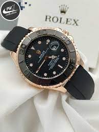 ( Golden ) Rolex Stylish Watch for Men Adjustable Rubber Strap | Heavy Master Lock | Steel Buzzle Working - Without Box